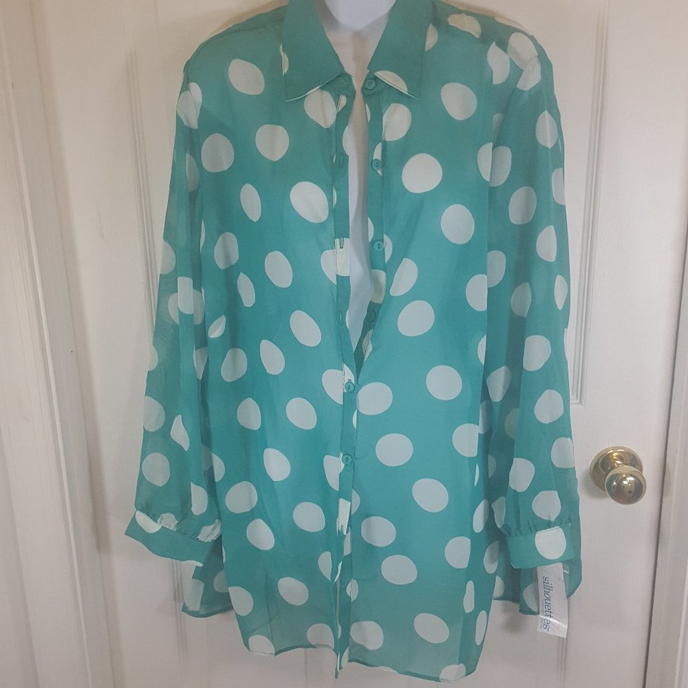 Silhousettes Blouse Jade (Green) Size 12W